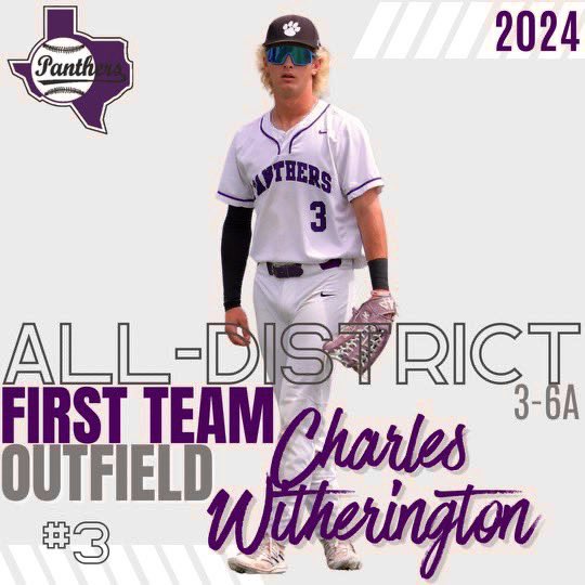 Honored to receive First Team All District 3-6a Outfield

Stats: .410 BA, .939 OPS, 16h, 12r, 6rbi