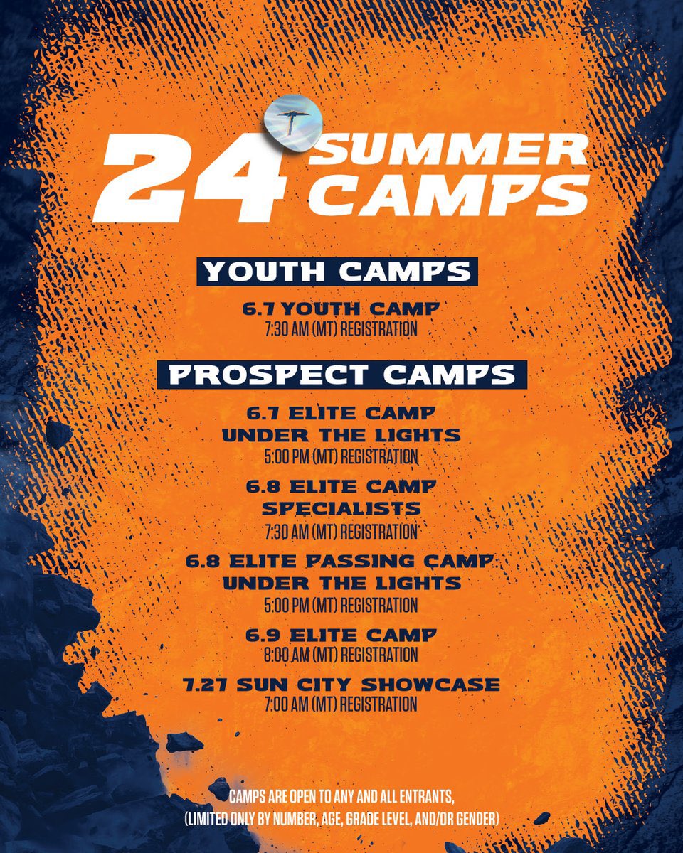 𝙈𝘼𝙍𝙆 𝙔𝙊𝙐𝙍 𝘾𝘼𝙇𝙀𝙉𝘿𝘼𝙍𝙎📅 2024 UTEP Football Summer Camps ‼️ 𝗥𝗘𝗚𝗜𝗦𝗧𝗘𝗥 𝗡𝗢𝗪! ⤵️ Utepfootballcamps.com/camps #PicksUp ⛏️⛏️⛏️ #WinTheWest 🤙🤙🤙
