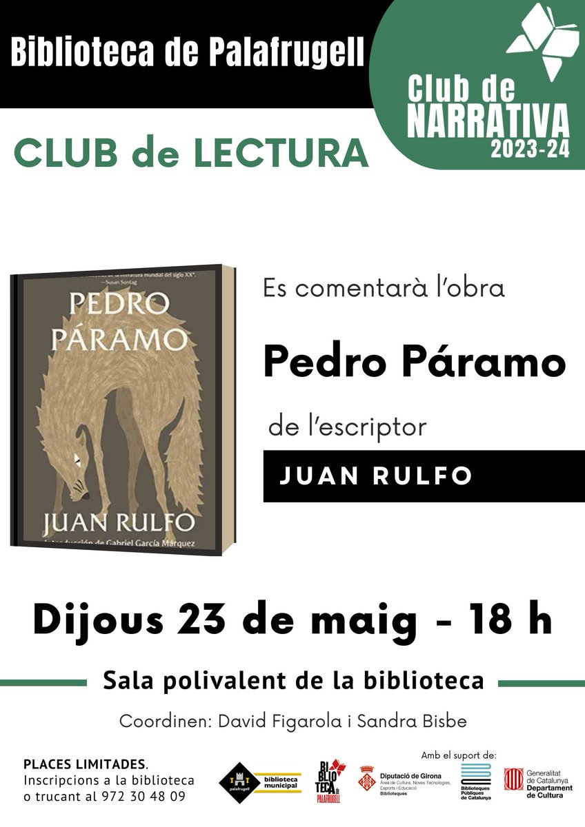 #Taldiacomavui de 1917 nasqué l'escriptor Juan Rulfo, autor de Pedro Páramo, que comentarem al club de lectura. 'Es una novela difícil, pero fué hecha con esa intención. Se necesita leerla tres veces para entenderla. Mi generación no la entendió, la de ahora sí y la aprecian.'