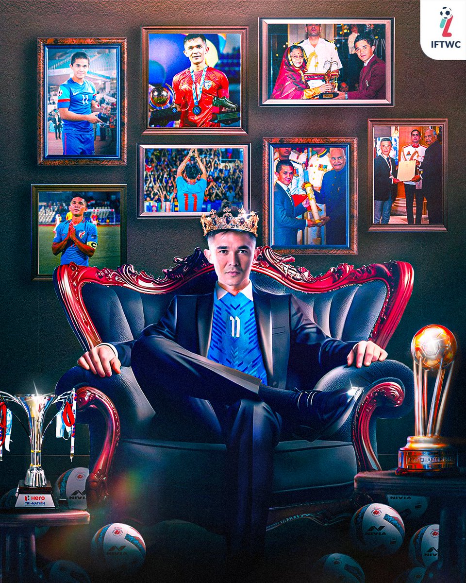 94 goals, ⚽ 19 years, 🇮🇳 1 King 👑 Sunil Chhetri came and Sunil Chhetri conquered. A modern day legend, a role model for footballers, and the hope of a billion. Indian Football isn't going to be the same without this man. Captain, leader, legend, we wish you a happy