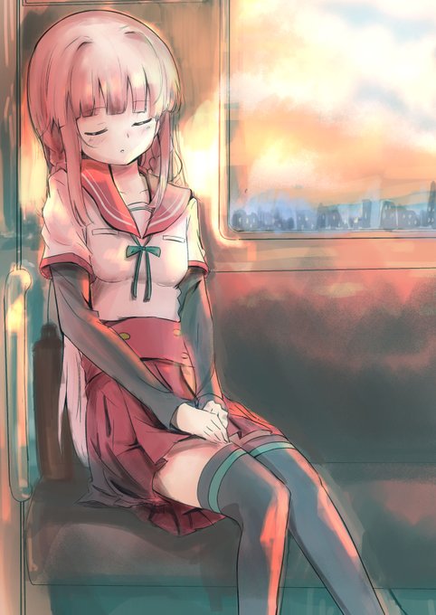 「女の子 電車内」のTwitter画像/イラスト(新着)