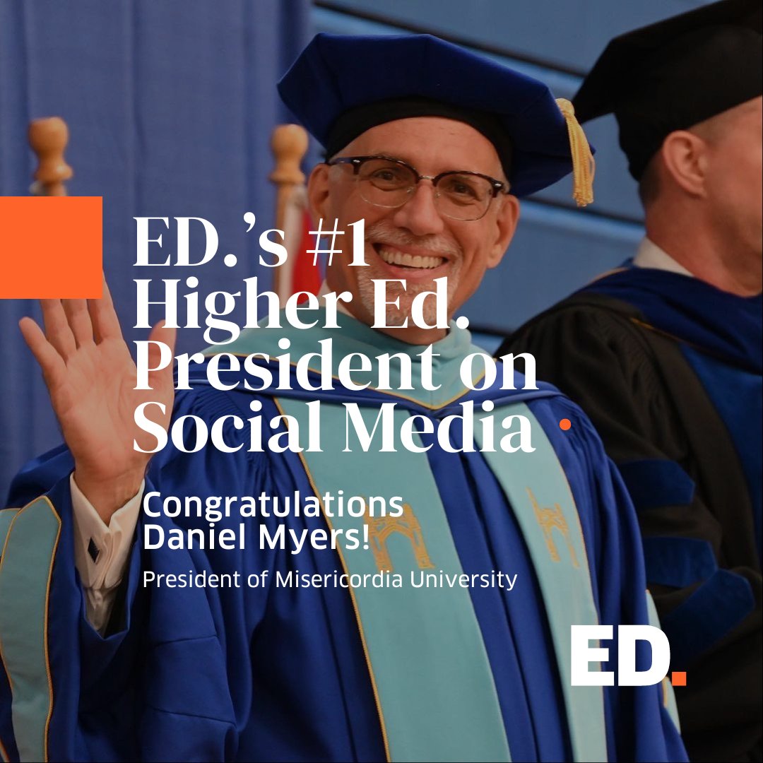 Say hello to Daniel Myers, our 1st place winner and the Top Higher Ed. President on Social Media of 2023! 🎉

@PresDanMyersMU's enthusiasm, post frequency, and professional yet relatable content were why our jury selected him as the clear winner.

#EdMarketing #HigherEd