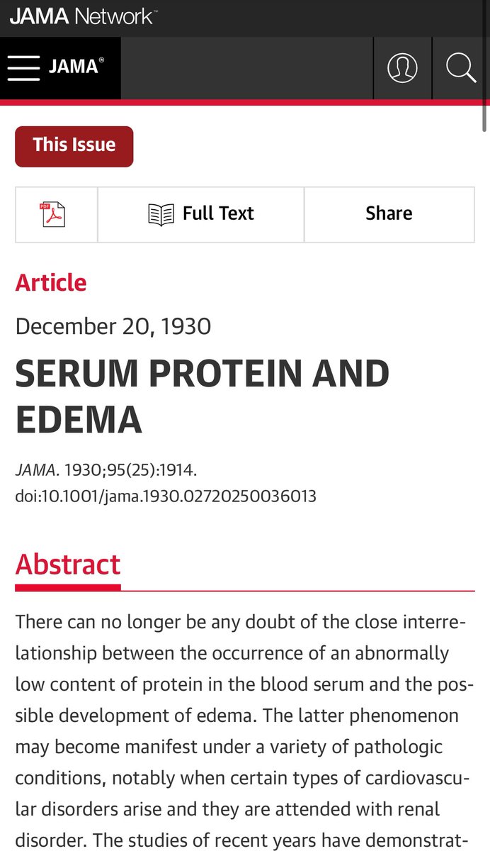 Got Edema? We have known since the 1930s that low protein diet is associated with edema! Food recommendations have gone horribly awry. “increased protein and fat in the diet relieved the edema” jamanetwork.com/journals/jama/…