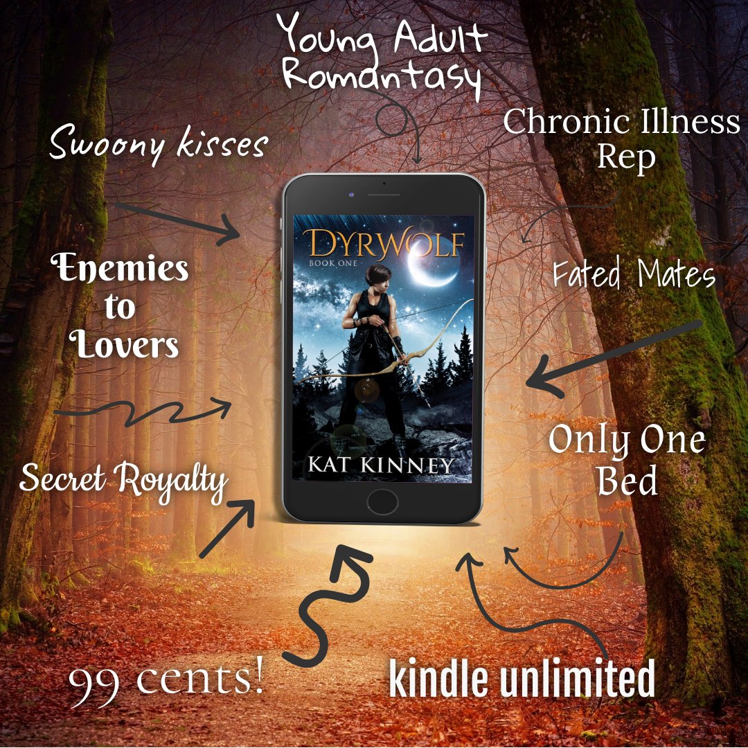 Looking for a YA romantasy with chronic illness rep? Dyrwolf also has... 🏹Enemies to Lovers ❤ Fated mates and a Sweet Romance 🌙He falls first 🏹Archers and 🐺wolves and ✨magic 🔪Secret rebellions #yafantasy #kindleunlimited #paranormalromance #werewolf #booktwt