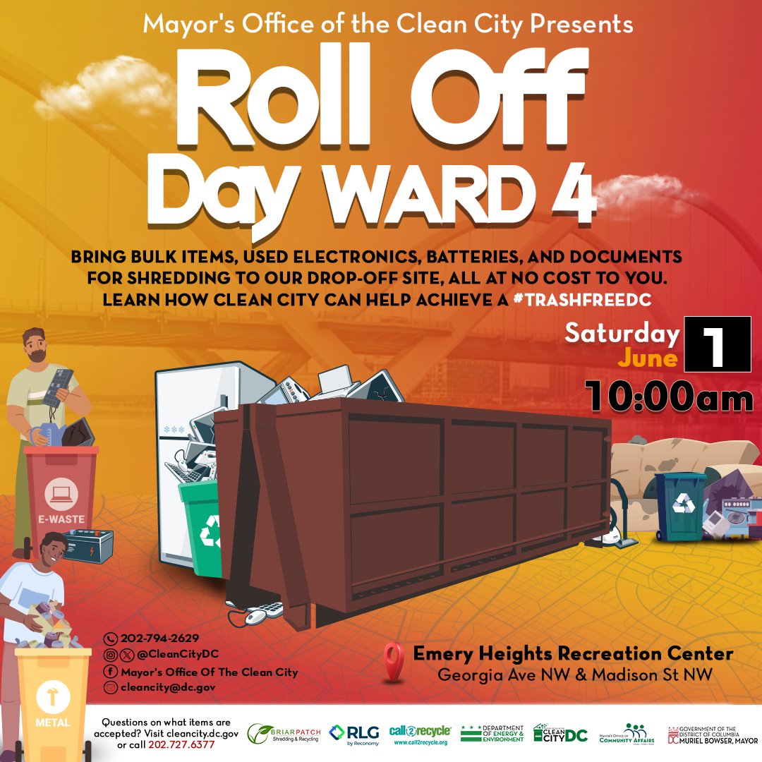 📢Roll Off Day has been POSTPONED!!! Due to the inclement weather forecasted, Roll Off Day has been rescheduled to Saturday, June 1st at 10am. Come out to E-Cycle, dispose of batteries, bulk trash and shredding services! See you June 1st.