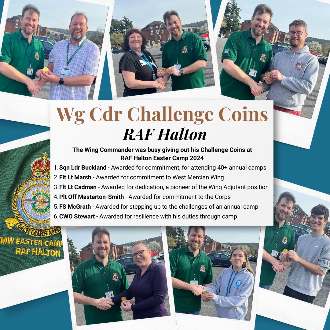 West Mercian Wing (@wmwrafac) on Twitter photo The Wg Cdr was busy awarding his Challenge Coins at <a href="/wmwrafac/">West Mercian Wing</a> <a href="/RAFHalton/">RAF Halton</a> Easter Camp 2024
Sqn Ldr Buckland, Flt Lt Marsh, Flt Lt Cadman, Plt Off Masterton-Smith, FS McGrath and CWO Stewart were all the lucky recipients #rafac #aircadets #wmwrafac #wmwatc The Wg Cdr was busy awarding his Challenge Coins at <a href="/wmwrafac/">West Mercian Wing</a> <a href="/RAFHalton/">RAF Halton</a> Easter Camp 2024
Sqn Ldr Buckland, Flt Lt Marsh, Flt Lt Cadman, Plt Off Masterton-Smith, FS McGrath and CWO Stewart were all the lucky recipients #rafac #aircadets #wmwrafac #wmwatc