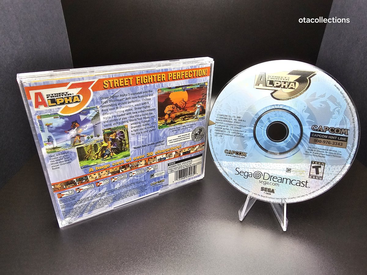 otacollections1's tweet photo. Street Fighter Alpha 3, Dreamcast. 

Out of all the SF games I've played, Personal favorite, easily in my top 3 SF games. Even wore out the D-Pad on another console it was ported to, playing it so much.

#StreetFighterAlpha3 #StreetFighter #Capcom #SegaDreamcast #Dreamcast #Sega https://t.co/9iCye9HodE