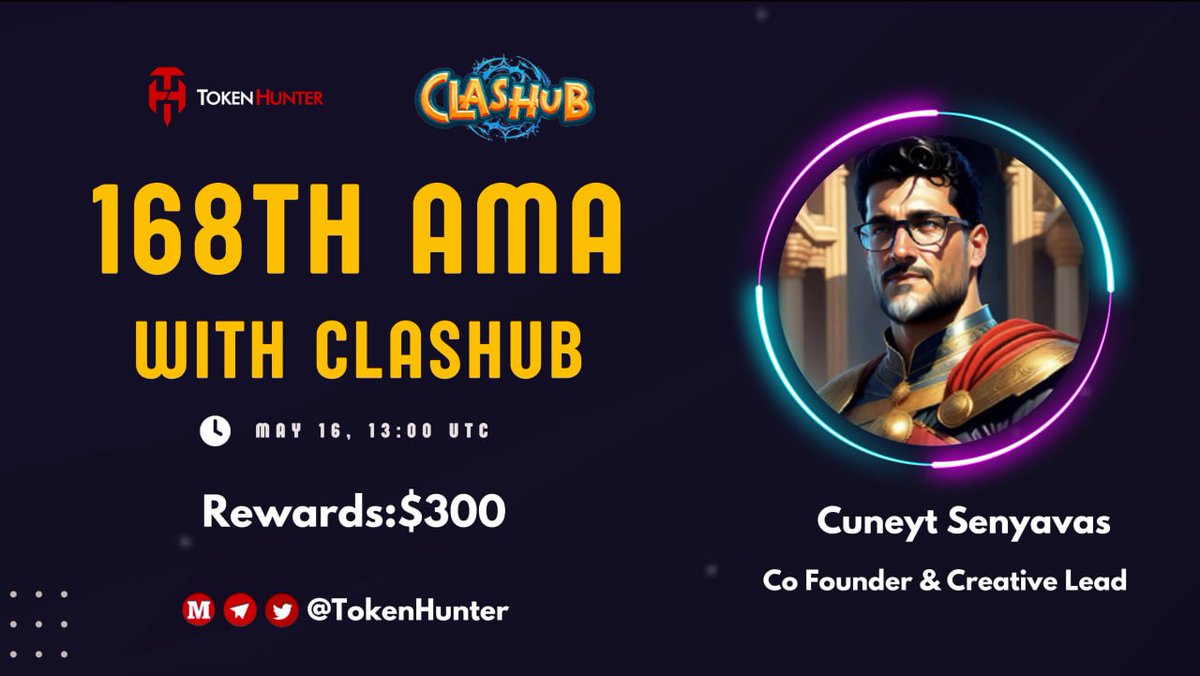 CryptoUnite_'s tweet photo. 🥳 TokenHunter x Clashub - TEXT AMA
⏰Time: May 16th, 1PM (UTC)
🎁Reward: $300 USDT
📍 Venue: https://t.co/yoyrEpvPJL
🎙️Hosts: @_TokenHunter
🤝Co-host: @theclashub
🔷Rules:- https://t.co/yzYyyAnu9I
🔷Comment Questions & Tag 3 Friends
#AMA #CryptoUnite #IDO https://t.co/NcwczkEH5v