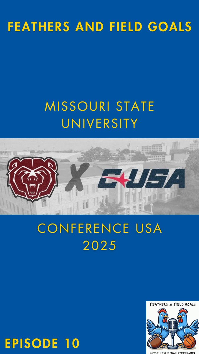 Our 10th episode allowed us to focus on @UDBlueHens’s counter part as @MissouriStBears accepted a bid to @ConferenceUSA for 2025. Thanks to @WyattWheeler_NL for joining us to discuss everything about MSU! 🍎: podcasts.apple.com/us/podcast/fea… Spotify: open.spotify.com/episode/63MvHN…