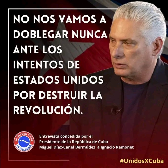 Nosotros jamás seremos vencidos. Para los que defendemos una causa justa, ¡La derrota no existe!
#SiPorCuba