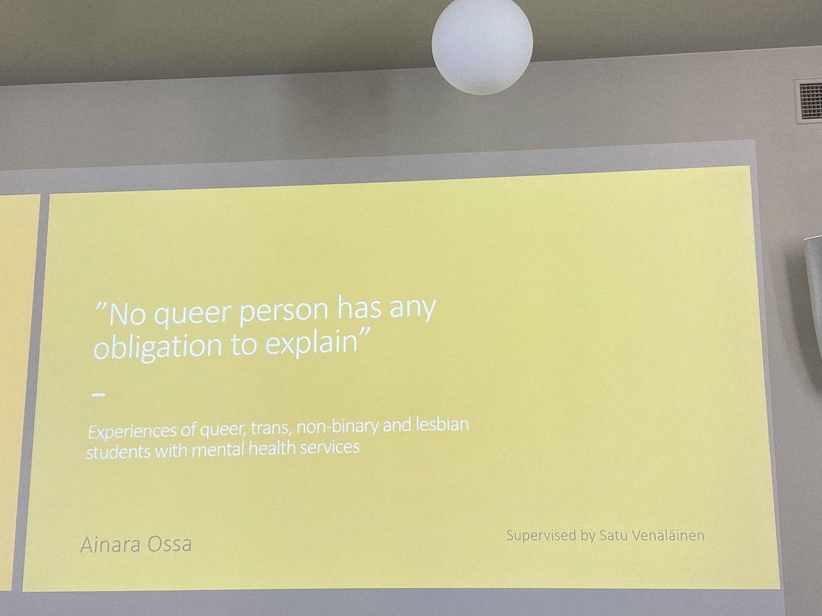 Ainara Ossa sharing findings on young queer, trans, non-binary, and lesbian students’ experiences with low-threshold mental health services #SoPsyDays2024 #SoPsyPaivat2024