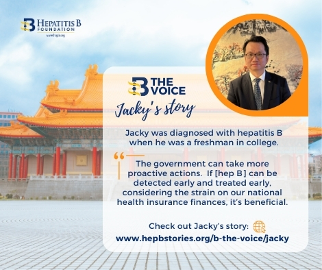 During a college health check-up, Jacky discovered he had #hepatitisB. Initially informed that no treatment was required as everything seemed fine. However, last year, he encountered esophageal bleeding stemming from liver cirrhosis. Jacky’s story 👉 hepbstories.org/b-the-voice/ja…