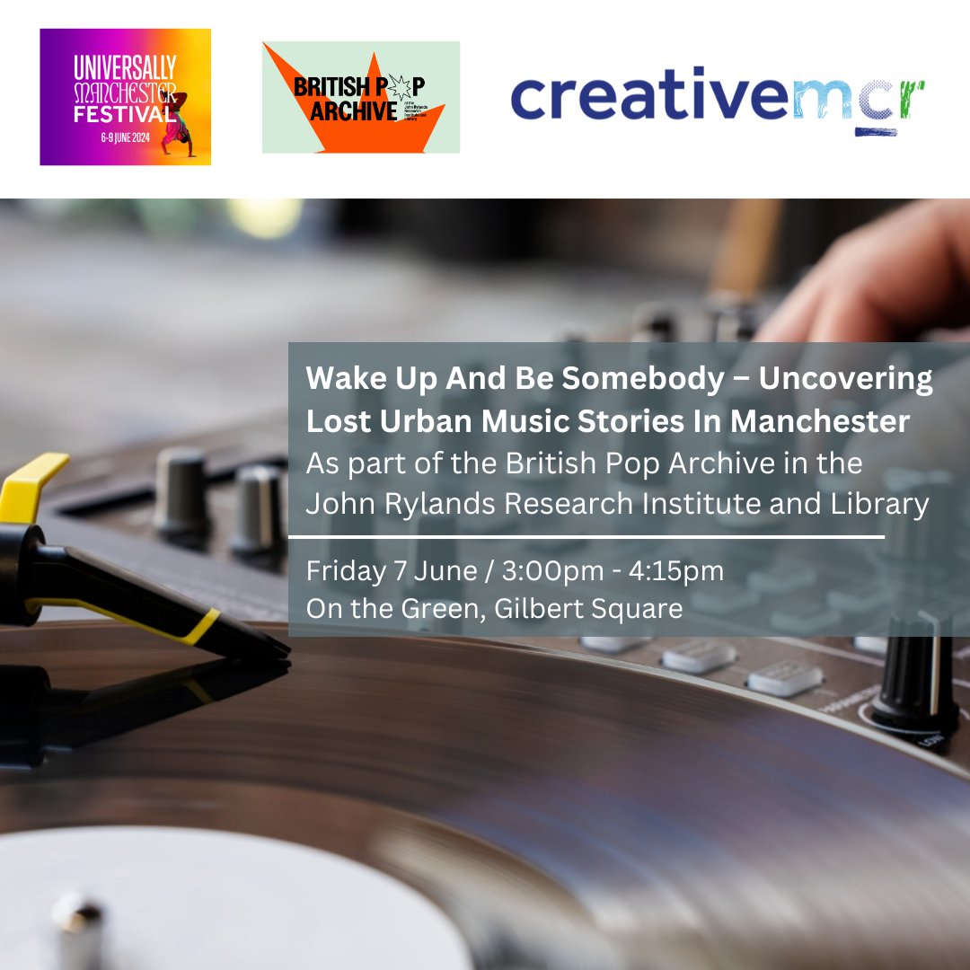 Join us at #UoM200 for a panel on the city's urban music stories, chaired by Karen Gabay. Hear from Keithly Brandy, Charley Henry, Sylvia Teller, & Trevor Moffat. DJ set by Hewan Clarke! Dive into MCR's musical heritage 🎶 📍On the Green, Gilbert Sq 🗓7 June ⏰3pm – 4:15pm