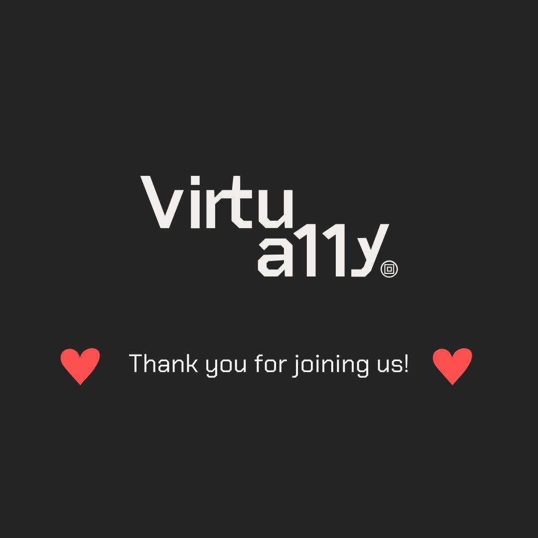 It's a wrap - thank you to our speakers and everyone who attended #Virtua11y2024🎉 We were thrilled by your insightful questions and comments. Catch up on any sessions you missed - recordings drop next week with extra resources. Keep a look out on our socials for updates 💻👏