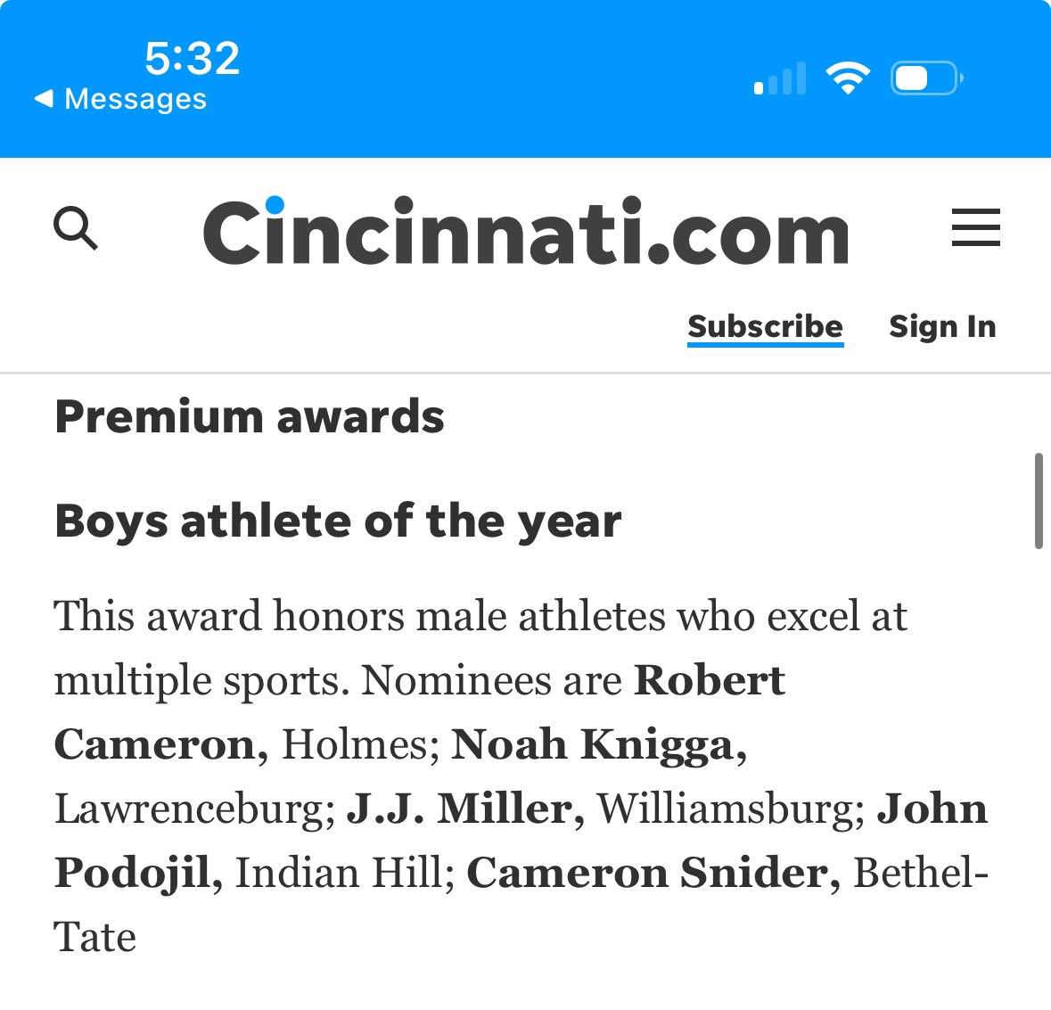 Blessed to be nominated for Male Athlete of the Year in the Cincinnati Area! @CinEnquirerBRK @LBurgFootball @lhstigercoach @44__marco @IndianaPreps @_STDUB @AllenTrieu @SWiltfong_ @FFBallAllDay