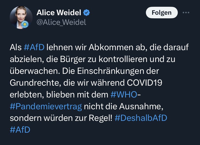 Endlich wird mal klare Stellung zum Thema bezogen. #AfD #Pandemievertrag