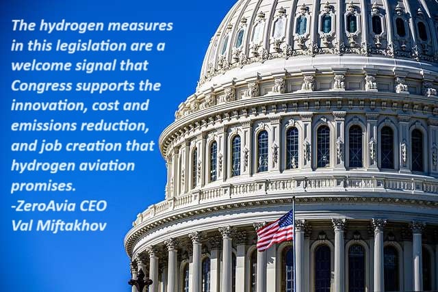 ZeroAvia welcomes passage of @FAANews reauthorization! 5-year bill heading for President Biden's desk features unprecedented US support for #hydrogenaviation eu1.hubs.ly/H097p7V0