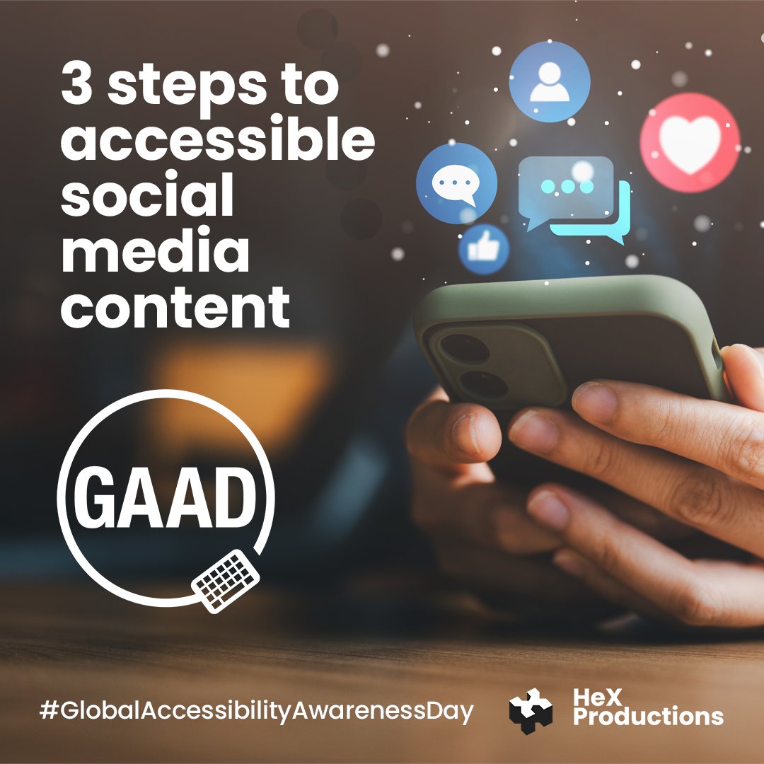 HeX_Productions's tweet image. Stop what you&apos;re doing. Before hitting that publish button on your next social post have you checked you have:

Written alt text for images, GIFs and memes?
Used #PascalCase hashtags?
Added captions and transcripts with videos?

#GAAD #GlobalAccessibilityDay #A11y #Accessibility