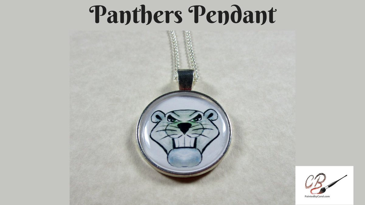 This cute Panther Pendant is exclusive to our Etsy shop. Matching earrings available, too. Makes a great gift for any fan. #Panthers #Jewelry paintedbycarol.etsy.com/listing/158987…