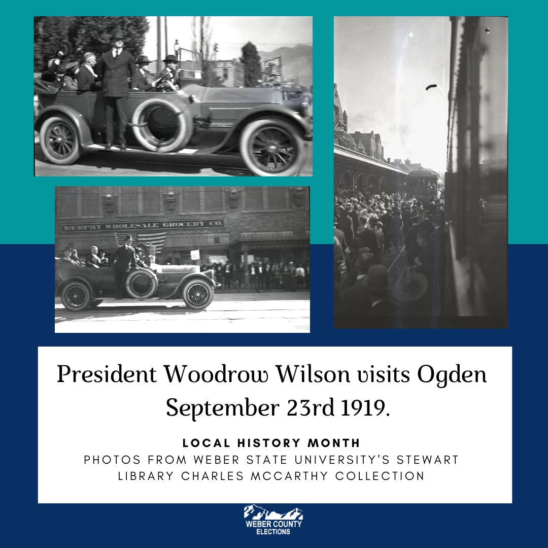 May is local history month; President Woodrow Wilson visited Ogden in 1919.
 #localhistorymonth #topictuesday #weberstate #weberelections #webercounty   #specialcollections #localhistory #electionhistory #stewartlibrary  #WoodrowWilson #1919 #history #throwbackthursday