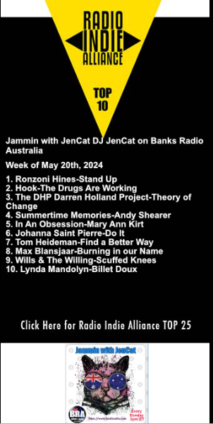 Jammin with JenCat😽🎶❤️#topten on @BanksRadioAU #newmusic #indieartist @ronzonihines @listentohook @TheDarrenHolla1 @spritefree @kirt_music @johannastpierre @webimagineserv2 @Tom_Heideman @mblansjaarmusic Wills & The Willing @LyndaMandolyn