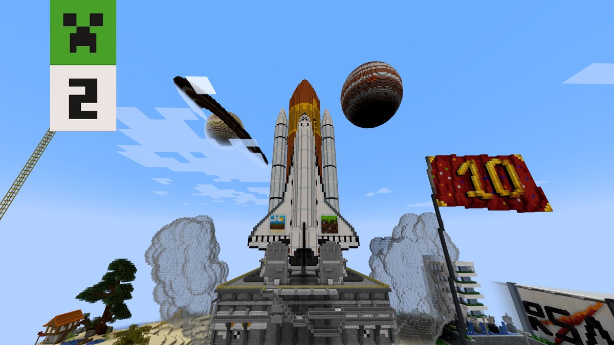 Minecraft's tweet image. Today we're not only celebrating Minecraft's birthday, we also celebrate Java Realms turning 10! 

To mark the occasion, 100+ map makers have come together to create a 10 year Java community map, free on Java Realms! Learn more: aka.ms/JavaMadness

#Minecraft15