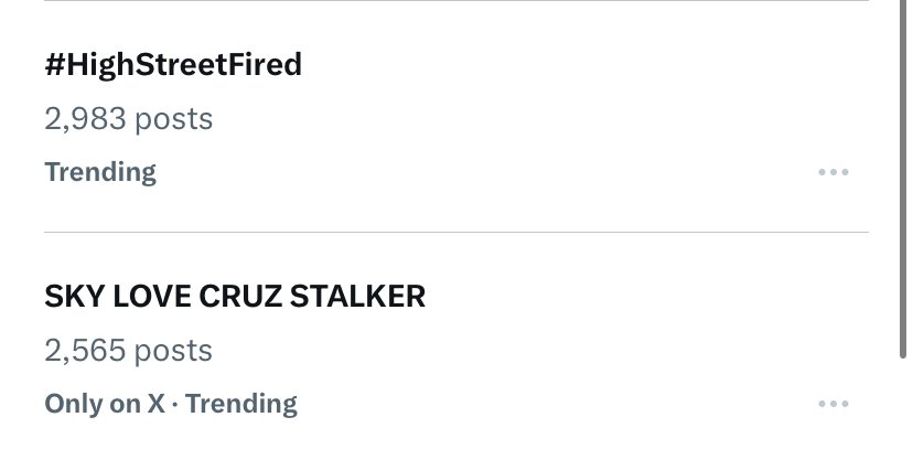 congratulations once again sky 

SKY LOVE CRUZ STALKER

#HighStreetFired