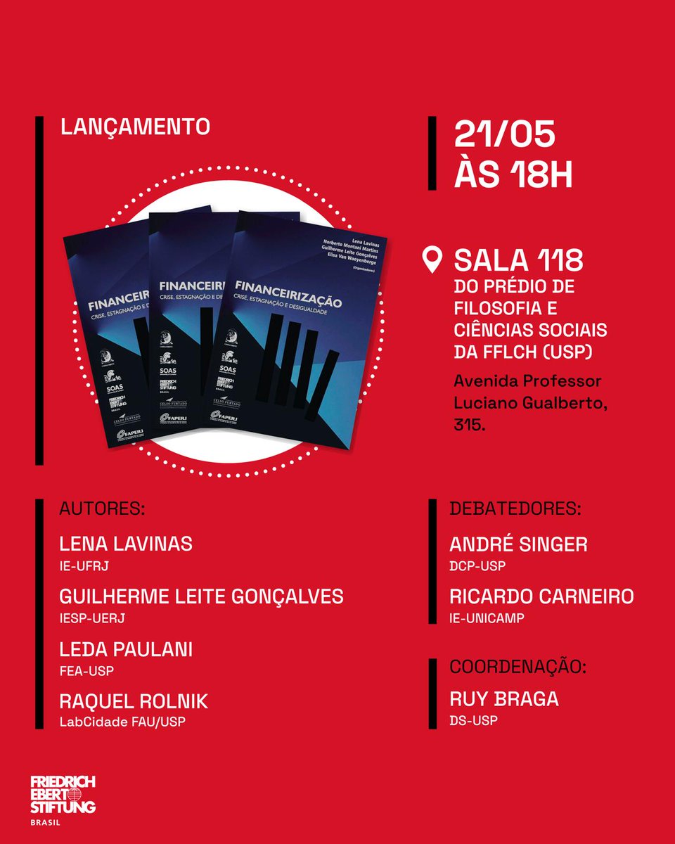 Lançamento, em São Paulo, de um livraço  (grande mesmo, mais de 1300 páginas) sobre o tema da Financeirização. Tenho um capítulo aí, na primeira parte do livro, que é a parte teórica.