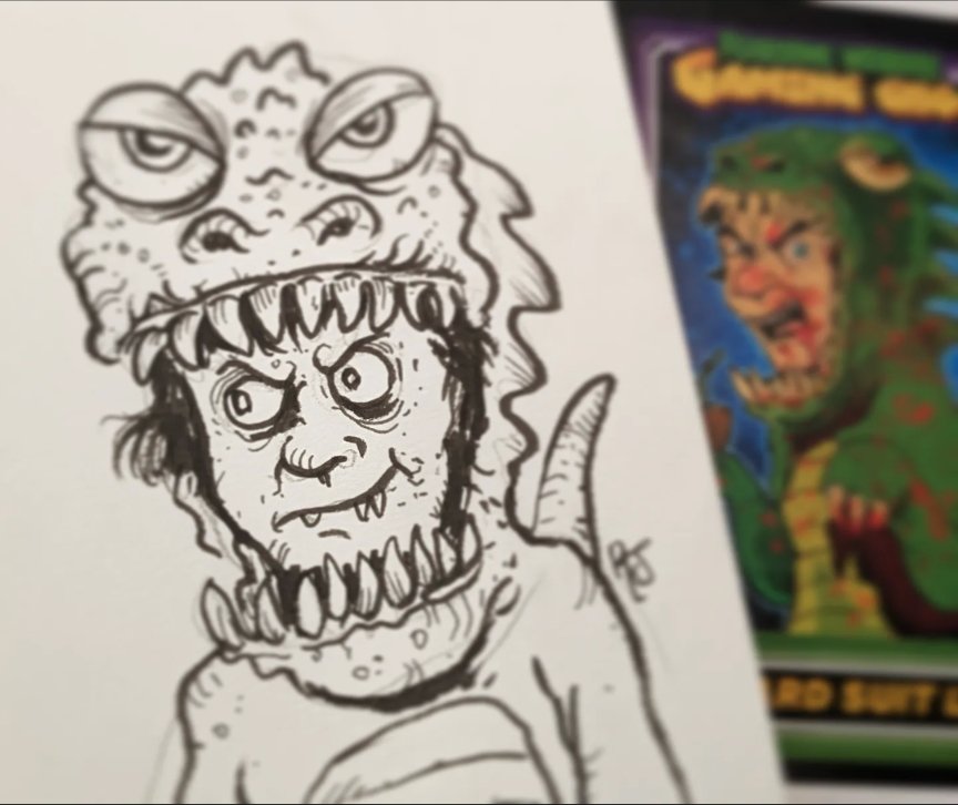 Lizard Suit Larry, one of the Gaming Ghouls! #vintage #videogame #game #parody #larry #lizard #monster #creep #ink #drawing