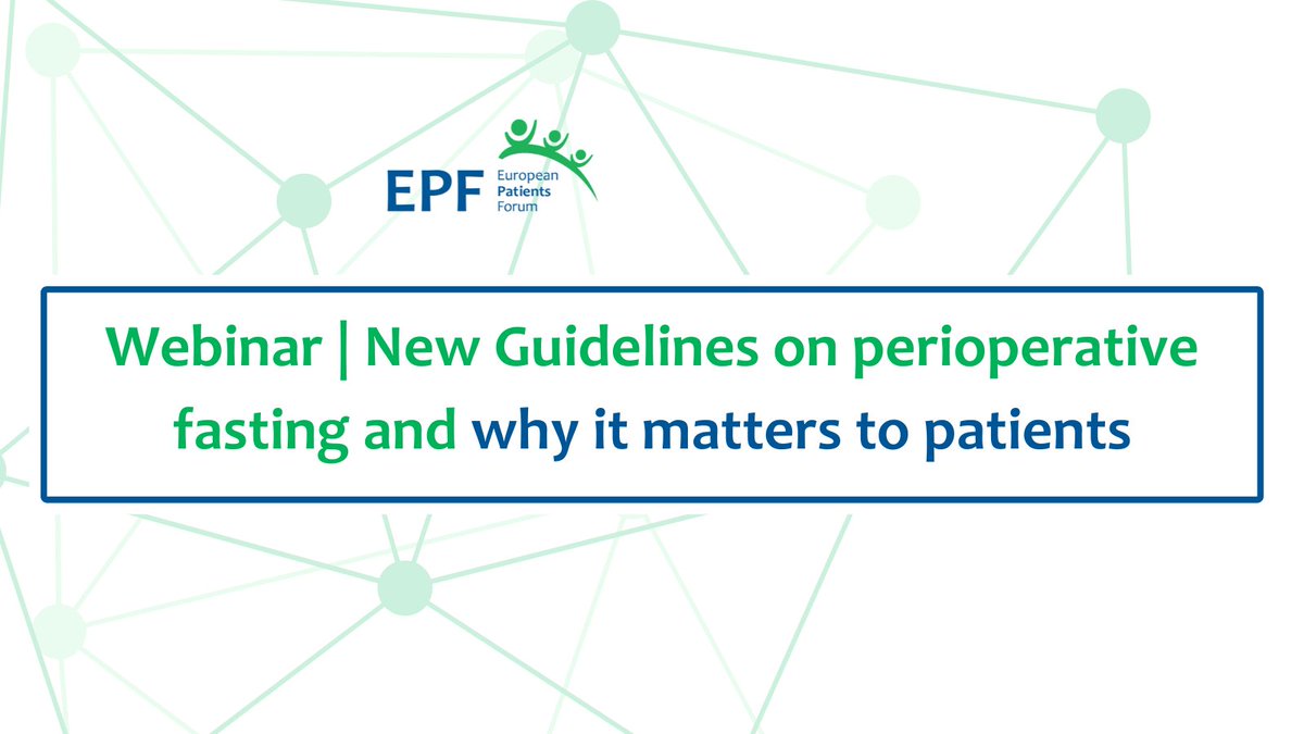 📅 On 22 May, Join EPF and @ESAIC_org for an engaging virtual presentation on the significance of the latest guidelines on perioperative fasting and its impact on patients. 👉 Secure your spot by registering here: bit.ly/3QKqDJu