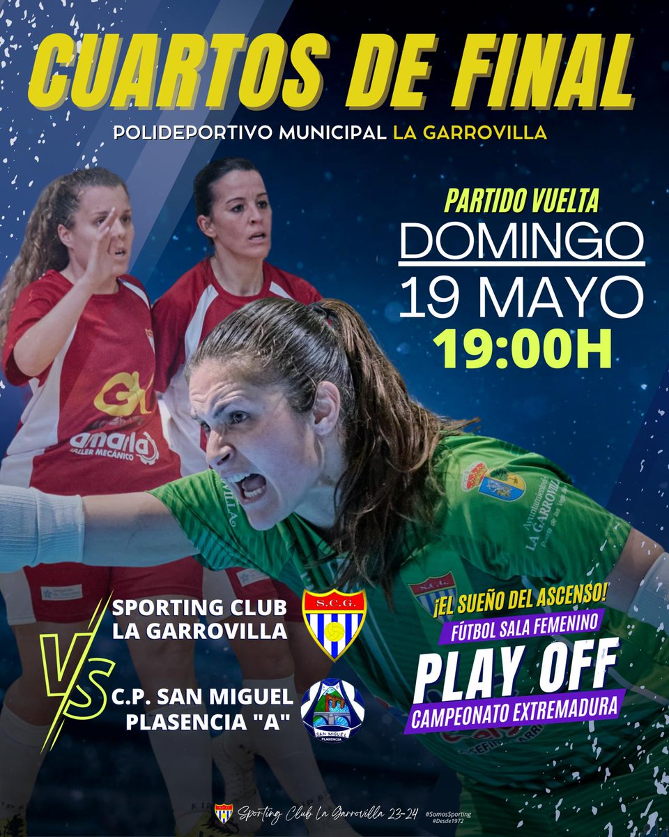 Tras  la victoria en Plasencia, este domingo hay que rematar la eliminatoria.
Ven al animar a las chicas!! Tu apoyo es necesario!!
📷  Puedes seguirlo por nuestro canal de youtube
youtube.com/channel/UCghCG…
Sporting Garrovilla - CP San Miguel ( Plasencia)
#SomosSporting #Desde1972