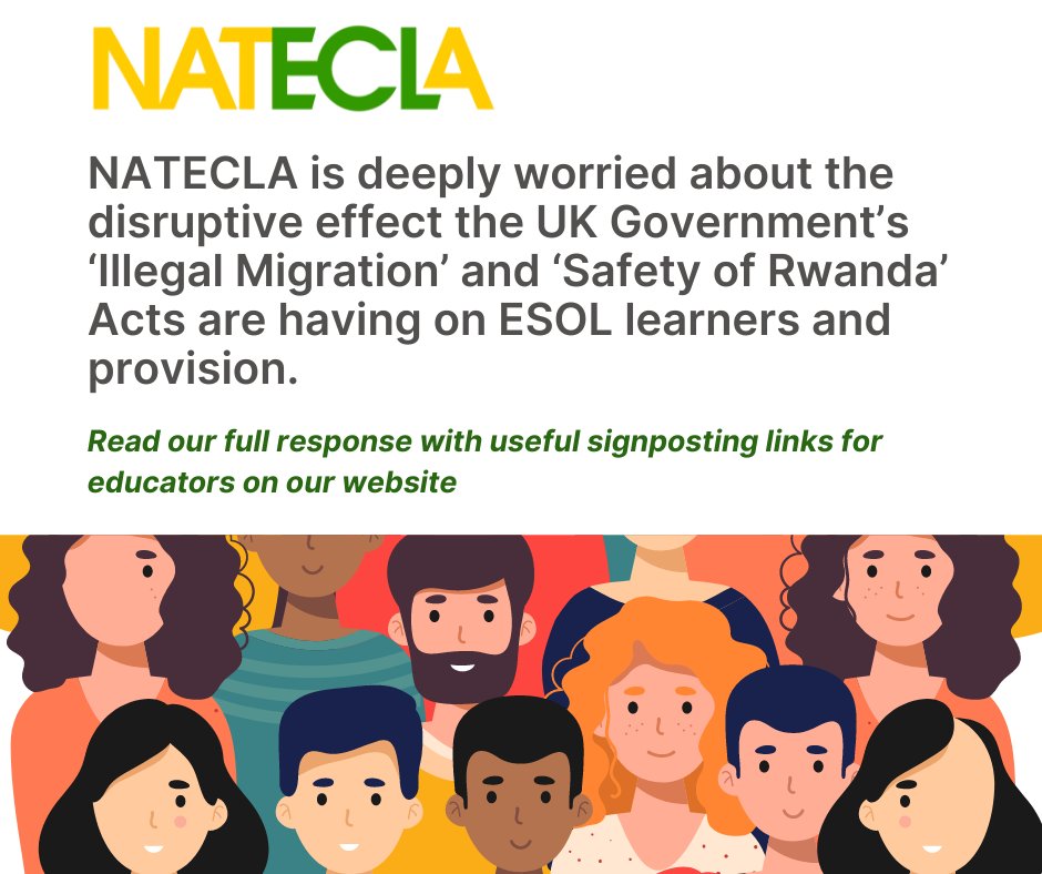 #ESOL learners are disappearing from our classes.

Their fear of detention is real.

See our response to the current #RwandaAct #IllegalMigrationAct

bit.ly/Rwanda-ESOL