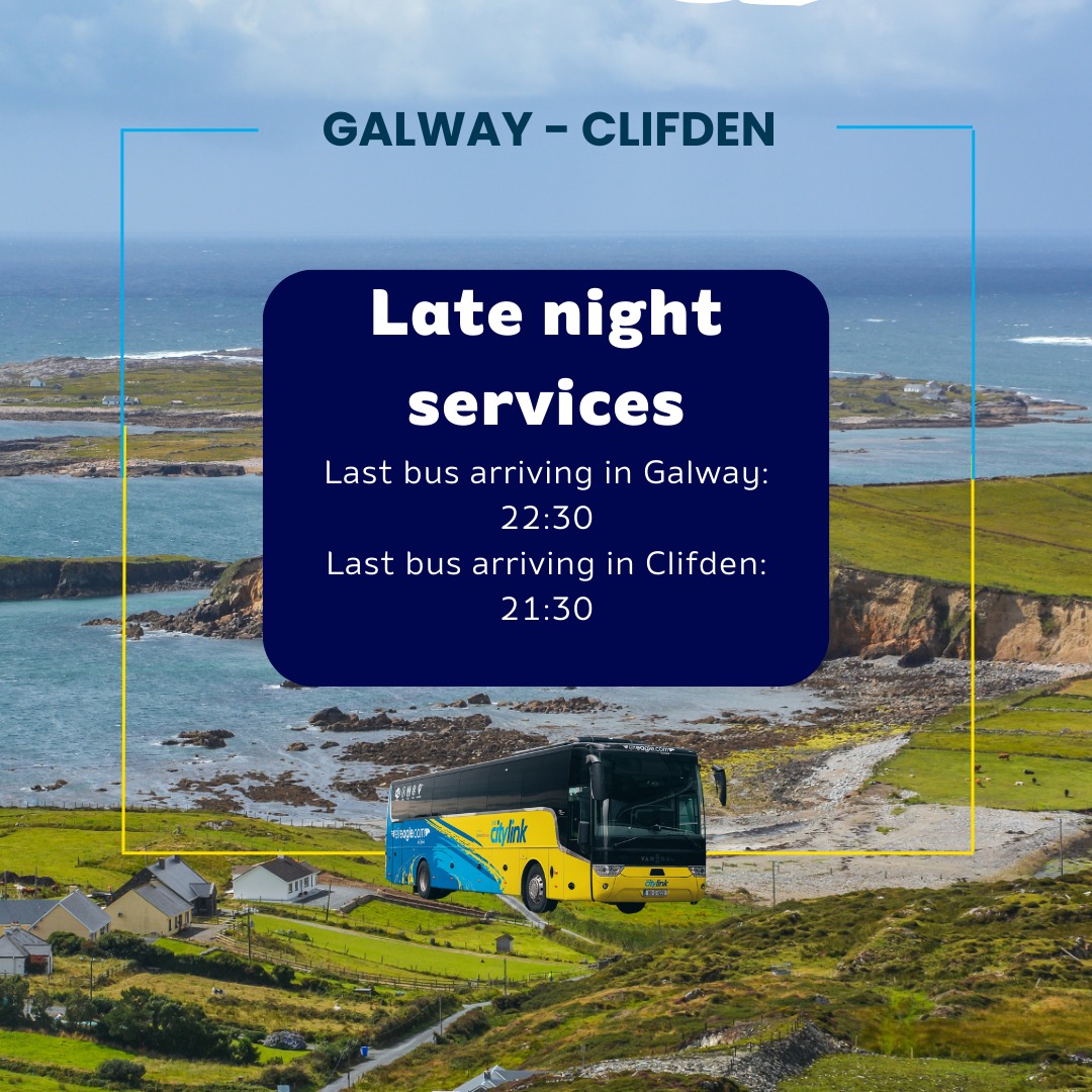 A trip to Clifden is easier than ever as @citylinkireland now operates 20 daily services to and from this picturesque town😲👏 Running from 06:45 to 22:30, you can spend the day exploring before getting the last bus back to Galway👌 citylink.ie