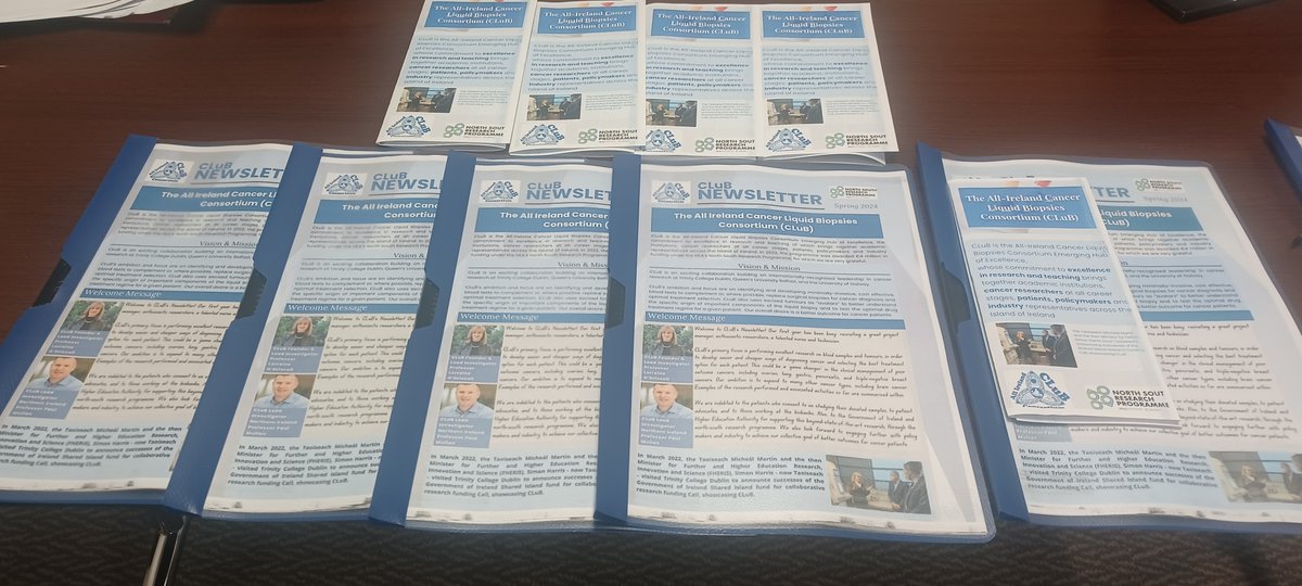 Very proud of our @CluB_Cancer1 Newsletter and Flyer 👏 on display today at our joint #PPIE Training Workshop @aishlinghotel @Shotoole81 @tcdTBSI @TCDTMI @TCDPharmacy @CancerInstIRE @QubPGJCCR @CancerUniGalway @Pilib_ @hea_irl #NSRPproject