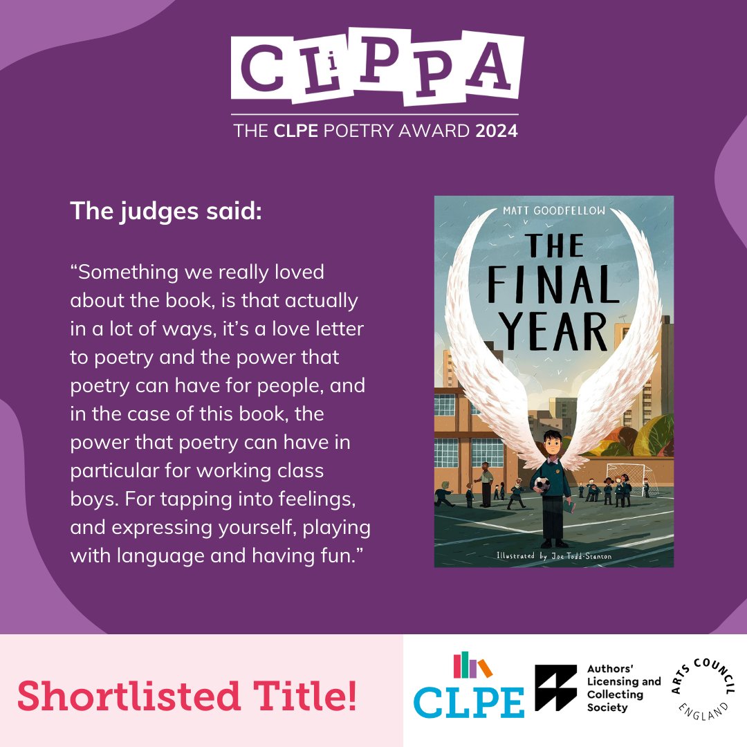 Read what our #CLiPPA24 judges had to say about why they shortlisted 'The Final Year' by @EarlyTrain for this years CLiPPA, and remember to sign up to the associated Shadowing scheme with FREE teaching resources for all of our shortlisted collections: r1.dotdigital-pages.com/p/1RW5-16XD/cl…