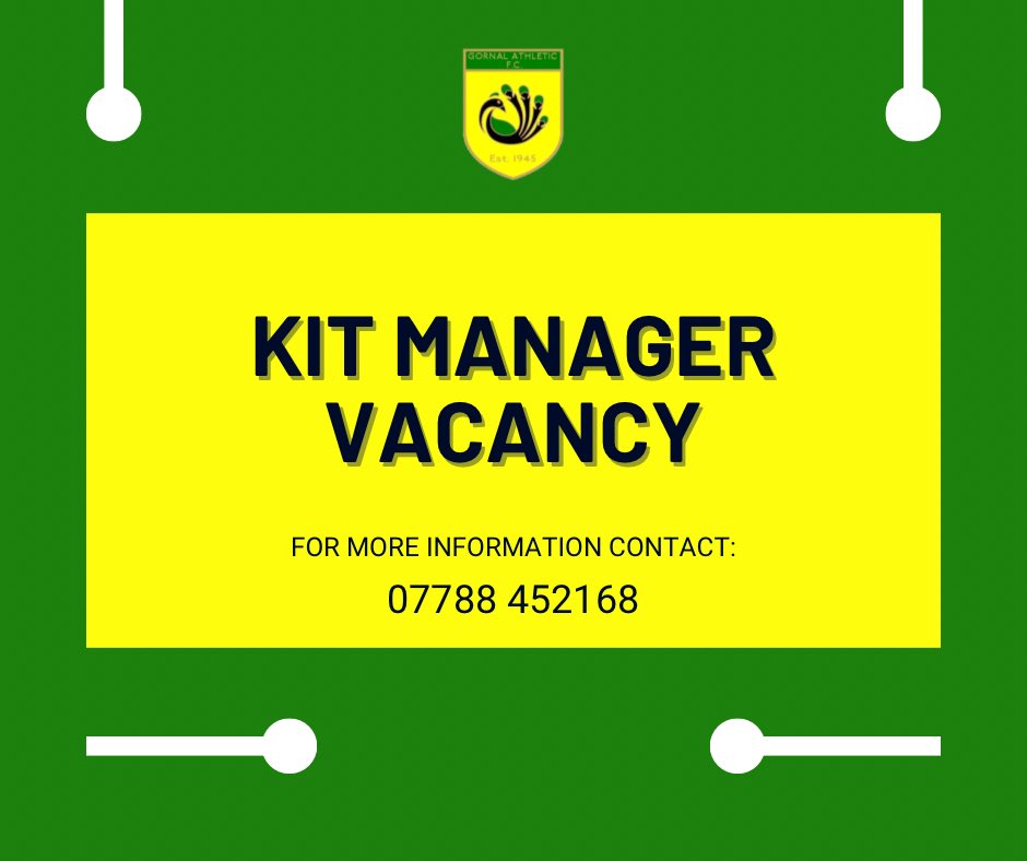 We have a vacancy that we need to fill ahead of next season If you’re interested in becoming our kit manager please contact Dave on the number provided below 🦚