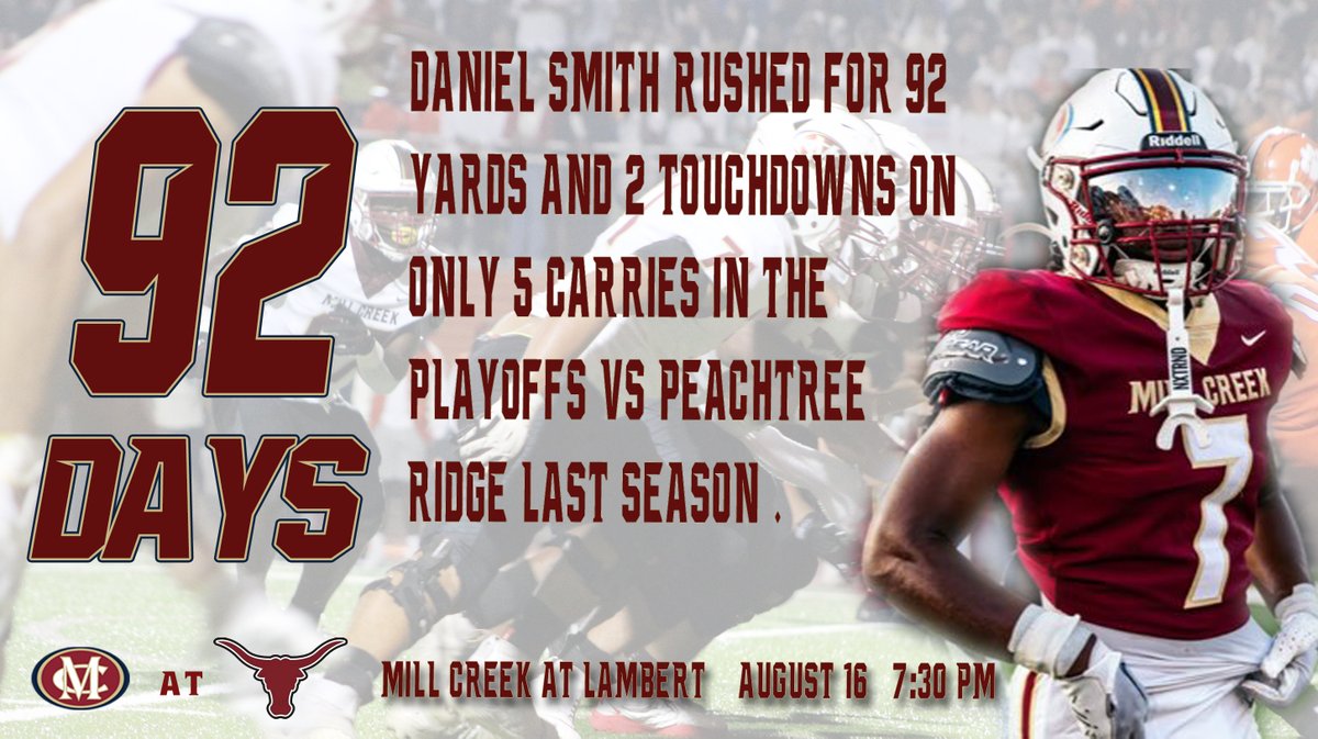 92 Days Until Mill Creek kicks off the season at Lambert! #IMPACT | #COMPETE