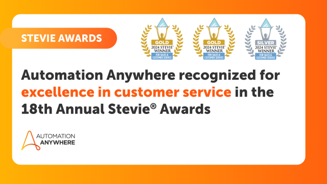 Congratulations to our pioneering customer service team for taking home 3 Stevie Awards! Using our own technology, they have revolutionized the way Automation Anywhere provides customer service. #GoBeGreat bit.ly/4bbsaAx