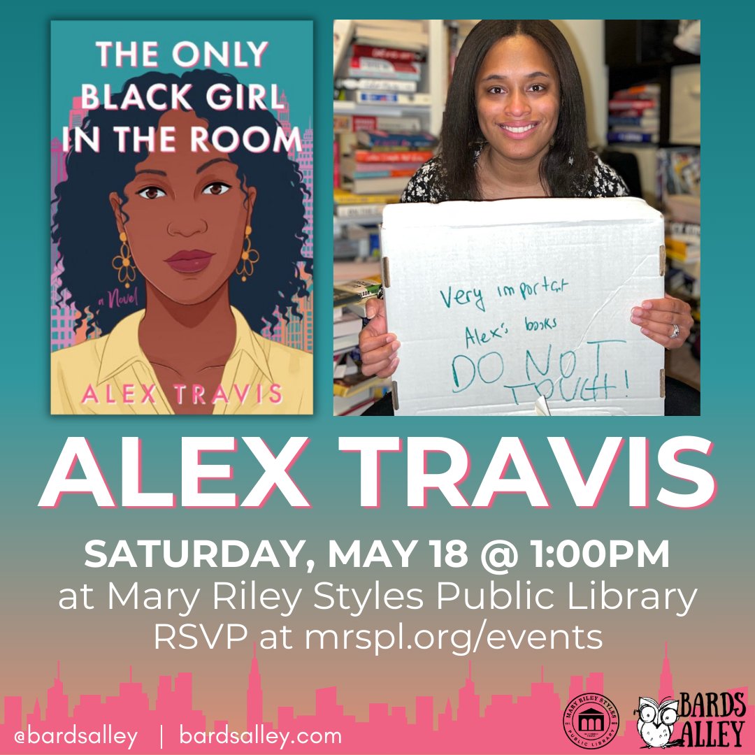 Saturday at Mary Riley Styles Public Library! Alex Travis will be discussing her debut The Only Black Girl in the Room. May 18th at 1:00pm 🗓️ It explores what it means to believe in your future when everyone and everything is working against you. RSVP: mrspl.org/event/alex-tra…