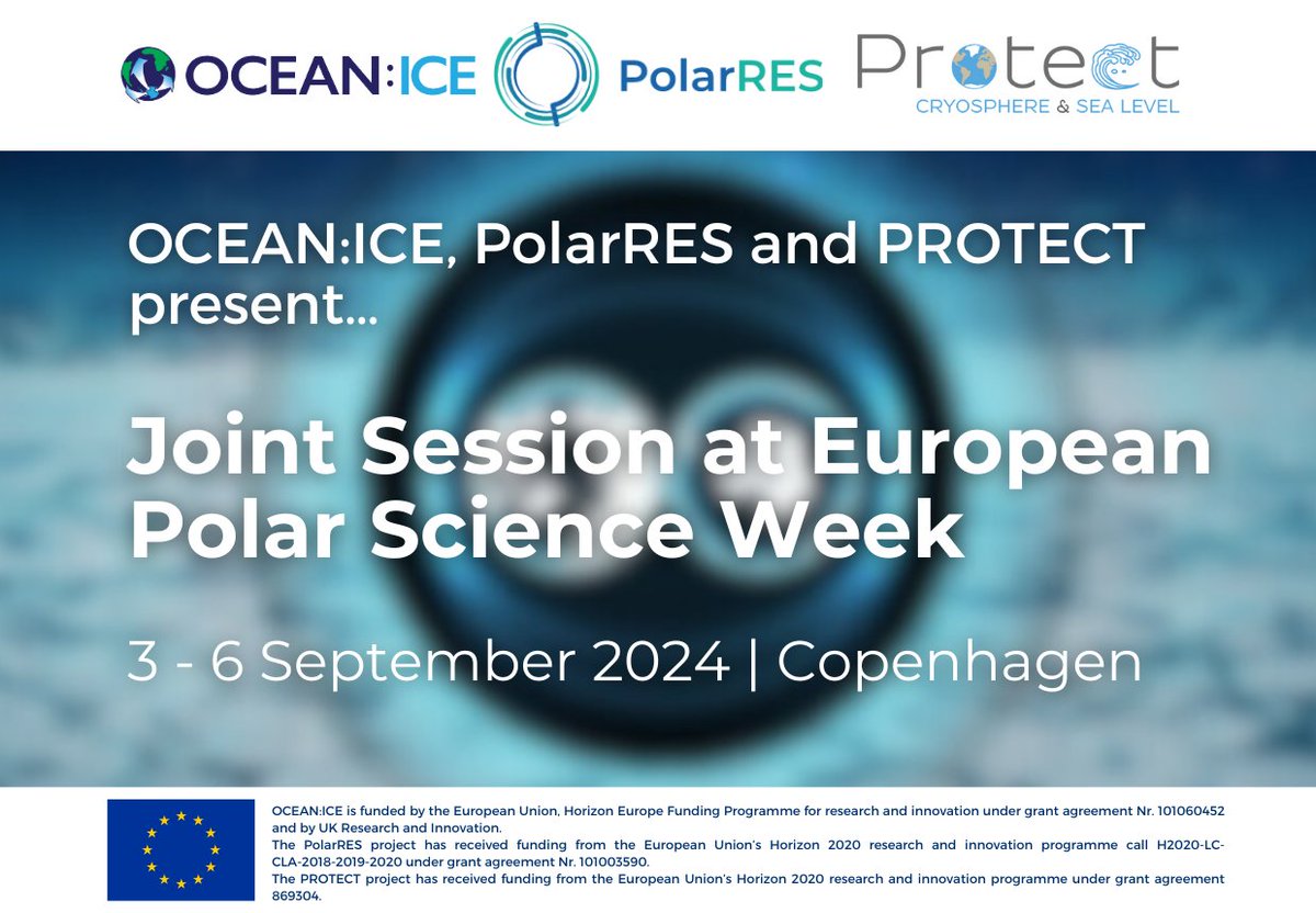 @OCEANICE_EU, @PolarRES_eu and @ProtectSlr will jointly hold a session ‘From Circulation Change to Sea Level Rise: the Polar Regions in the Earth System’ at the 2024 European Polar Science Week in Copenhagen later this year 🔁🌊👥🌍🐧🐻‍❄️ Learn more ⬇️ ocean-ice.eu/3-6-september-…