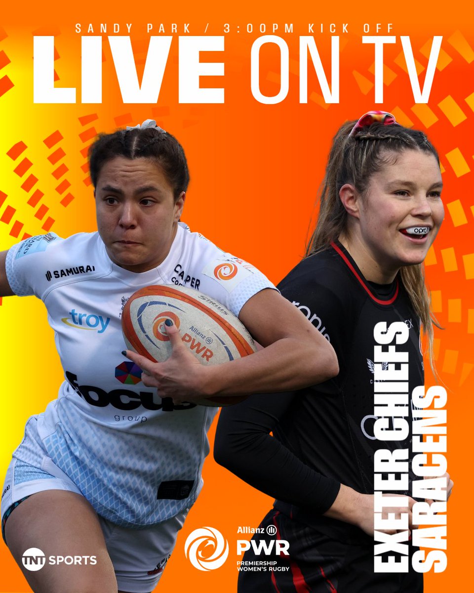 It's a big one 💥

@ExeChiefsWomen 🆚 @SaracensWomen 
🏟️Sandy Park
⏰ 3pm kick-off

Watch live today on @rugbyontnt 

#PWR | #PoweredDifferently |@allianzuknews