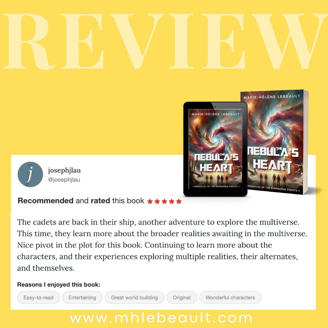 Thanks for the review, Joseph! The Nebula's Heart (Chronicles of the Starborne Cadets, book 4) amazon.com/dp/B0CRLH4M4G Can they unravel the mysteries of the Nebula's Heart before it's too late? #spaceopera #sciencefictionbooks #sci-fi #space #yascifi #sciencefiction