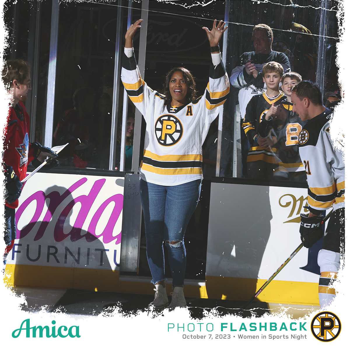 We're looking back at another fun #AHLBruins season at The AMP with the @Amica Photo Flashback, beginning today with snapshots from Women in Sports Night on October 7th 📸