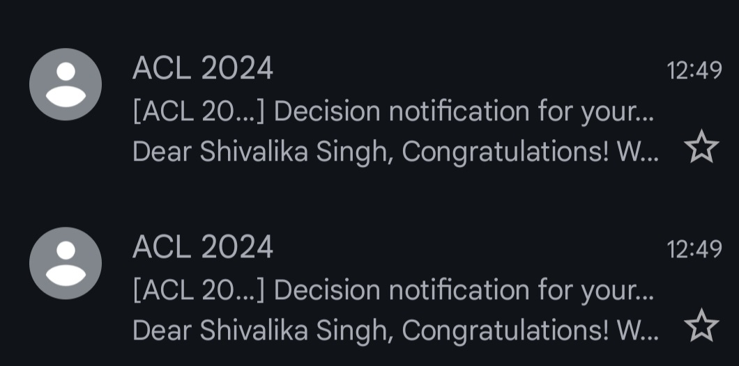 2/2! Yay! First ever acceptance at a conference! And it's ACL! 🎉 Huge congrats to all co-authors! It's been a such a joy collaborating with all of you! 💙 Looking forward to #ACL2024 in #Bangkok ;)