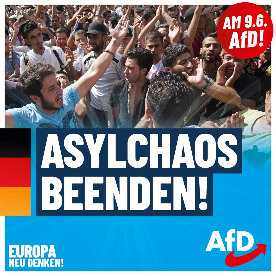 +++ Anzeige +++
#EUWahl🗳️ am 09. Juni 2024:
#ASYLCHAOS BEENDEN! AfD WÄHLEN!
afd.de/europaneudenken
afd.de/klarer-kurs-ge…
afd.de/blau-statt-bunt
+++ Anzeige +++