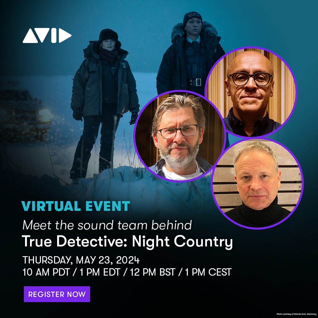 Join Martín Hernández, Stephen Griffiths, and Howard Bargroff, as they explore their creative sound process for Season 4 of True Detective: Night Country. ▶️ bit.ly/3WBbfTo #sounddesign #webinar #truedetective #nightcountry #audiopost #protools #avid #postproduction