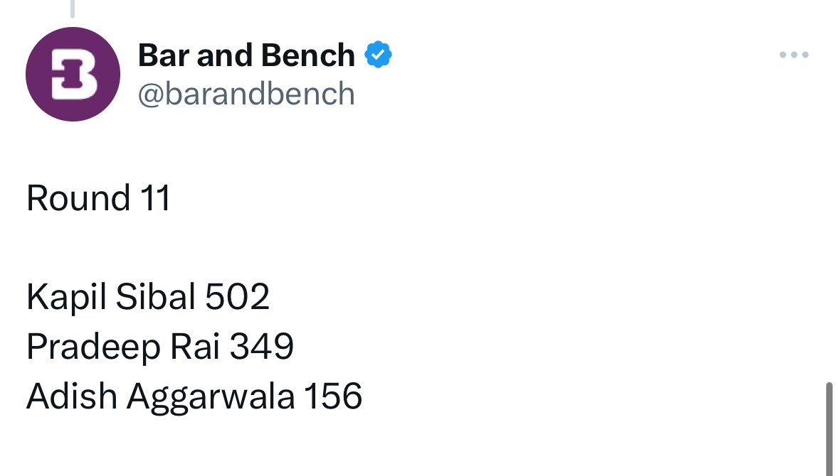 Kapil Sibal is winning the Supreme Court Bar elections! Some good news coming