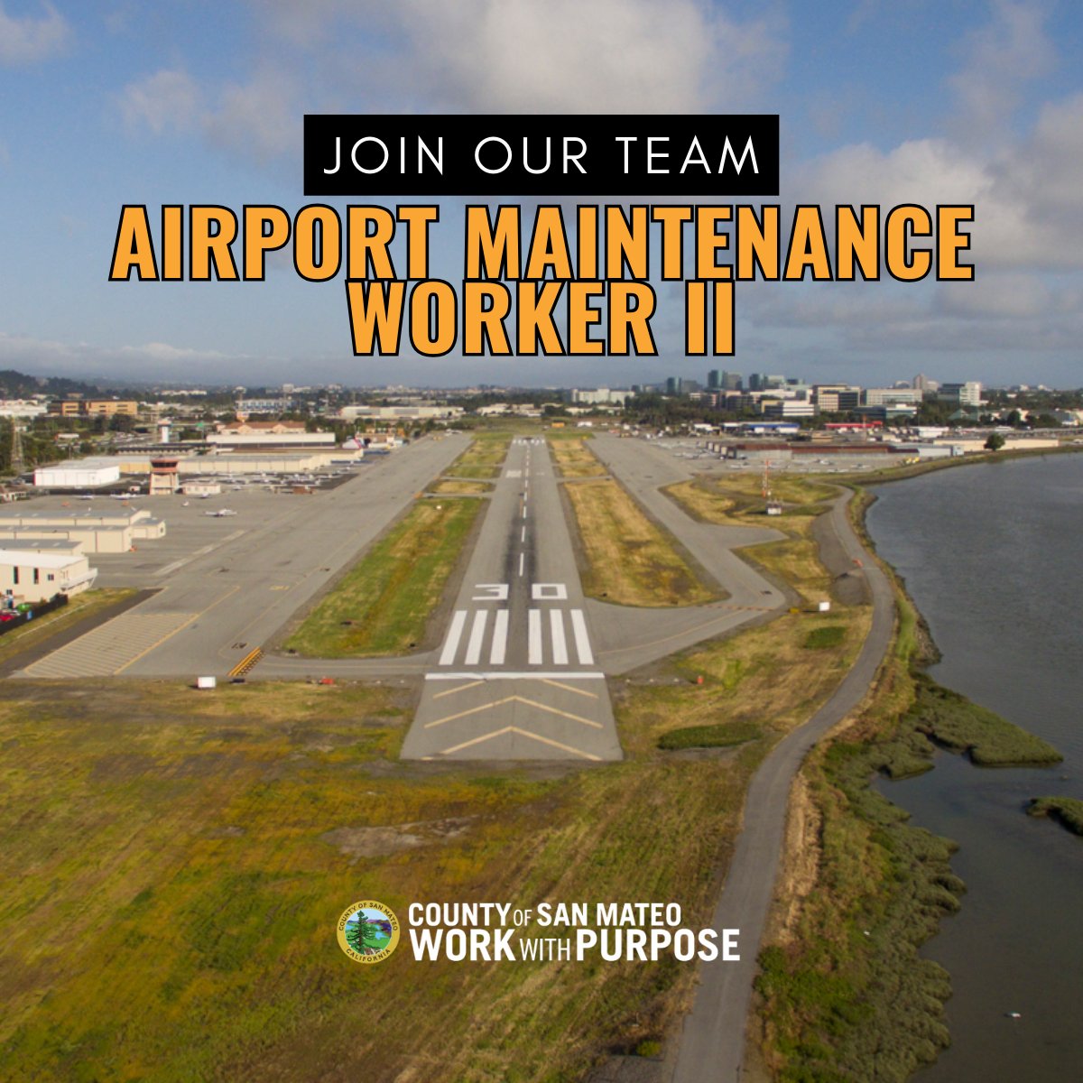 Join our team at the County of San Mateo Airports as an Airport Maintenance Worker II and enjoy working in a dynamic environment that promises a fulfilling work experience like no other. Apply here: governmentjobs.com/careers/sanmat… #WorkWithPurpose