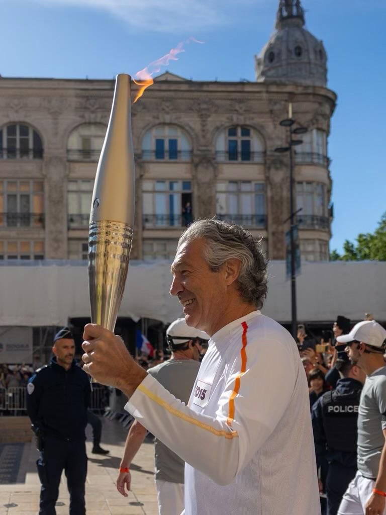 Gérard Bertrand, Olympic torch bearer on Thursday May 16 @villedenarbonne 'I am very proud to carry the Olympic flame, first because it's my territory and above all because it symbolizes self-transcendence and the peace that we need in the world.' #JO2024 #Paris2024
