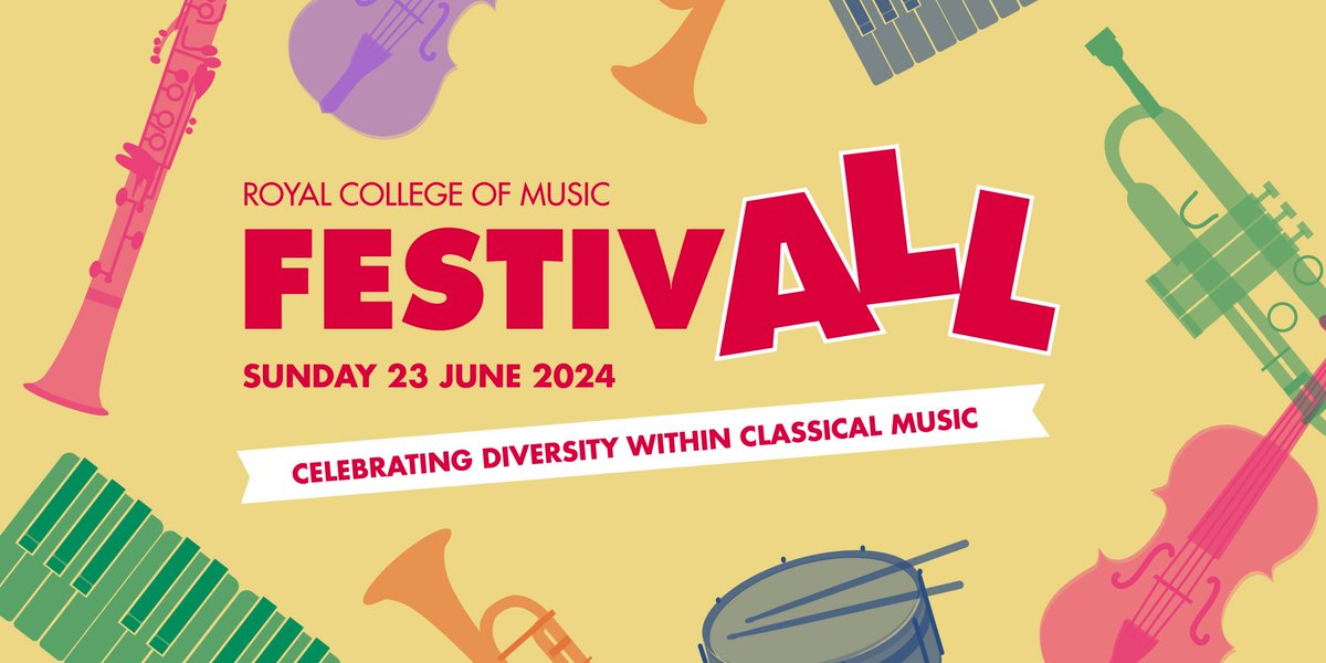 Book now for FestivALL, a celebration of music spanning centuries, regions & genres. Curated by RCM musicians, with themes of diversity & representation in classical music, FestivALL offers something for everyone to feel inspired by. Sun 23 June from 11am: bit.ly/festivALL-2024